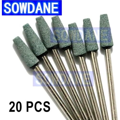 20 Pcs Dental Sand Stone Polishing Grinding Burs Materials Teeth Whitening Low-Speed Green Color Dental Lab Polishing Bur