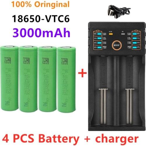 2021 New original 3.7V 3000 MAH Li ion 18650 battery for SONY US18650 VTC6 3000 mah 18650 battery 3.7V +1pcs USB charger