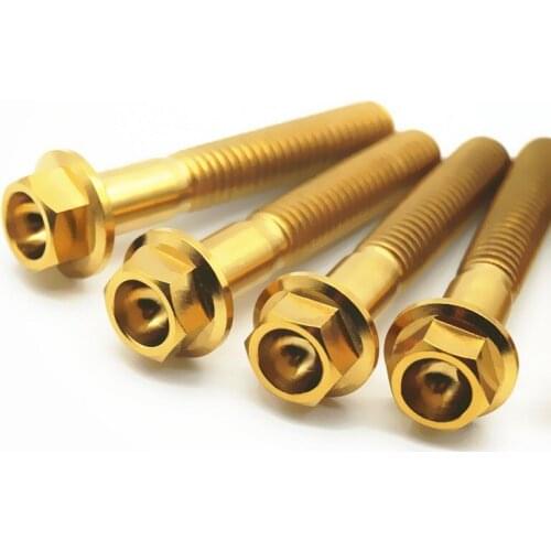 4pcs Titanium Bolt Flange Head M8 X20 25 30 35 40 45 50 55 Ti Screws Hexagon Mountain Bike Fasteners