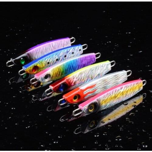 6Pcs/Lot Metal Jigging Fishing Lures 8cm/40g Spoon Iron Plate Long Shot Laser Lead Baits Lipless Boat Sea Fishing Jig Lures