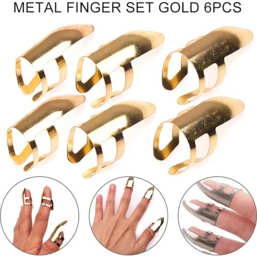 Newly 6 PCS Guitar Metal Finger Picks Index Finger Cover Stainless Steel Fingers Protective Accessories