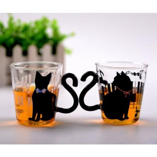 Childrens Creative Cat Handle Cup Cartoon Transparent Glass Glass Cups Glass Juice Cup Wine Glass Coffee Mug
