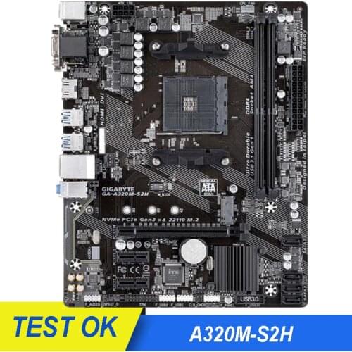 Gigabyte GA-A320M-S2H Motherboard Micro ATX AMD A320 DDR4 M.2 USB3.1 STAT3.0 SSD 32G Desktop CPU Socket AM4 Mainboard