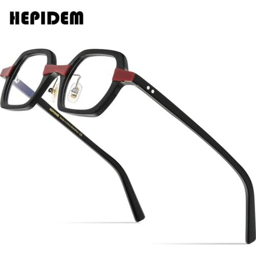 HEPIDEM Acetate Optical Glasses Frame Women 2021 New Vintage Square Eyeglasses Men Myopia Prescription Spectacles Eyewear 9152