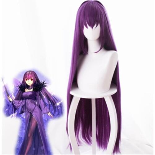 Game Fate Grand Order Lancer Scathach Cosplay Wigs Purple Long Straight Heat Resistant Synthetic Hair Party Cosplay Costume Wig