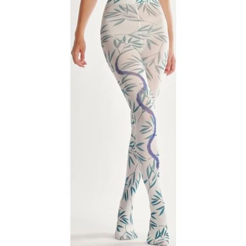 Bamboo-leaf Snake Element Printed Pantyhose tattoo-stockings