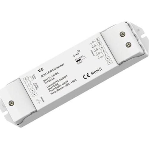 20PCS 5CH*5A 12-24VDC CV Controller(Push Dim) V5 RGB+CCT High Power Controller Low pressure controller For LED RGB+CCT LED strip