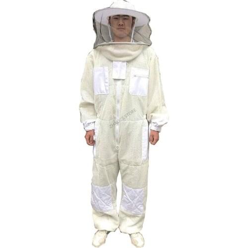 1pcs Beekeeping Equipment White 3-layer Mesh Bee Keeping Suit Oversize 6xl for Beekeeper Costume Breathable Anti bee Clothes