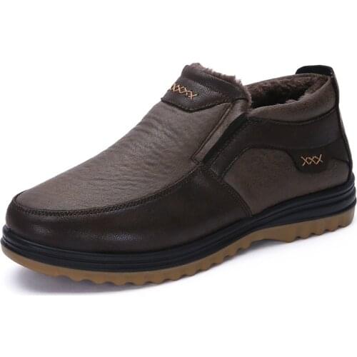 Hot Sale Men Boots Winter Warm Genuine Leather Snow Boots High Quality Ankle Shoes Casual Mens Shoes Ankle Sneakers Big Size we