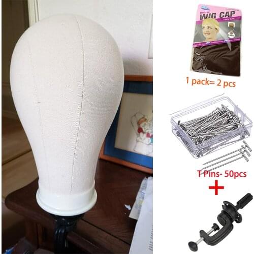 Mannequin Wig Stand With Head For Wigs Making Styling Display 21-24Inch Cancas Block Head Manikin Training Head Stand Support