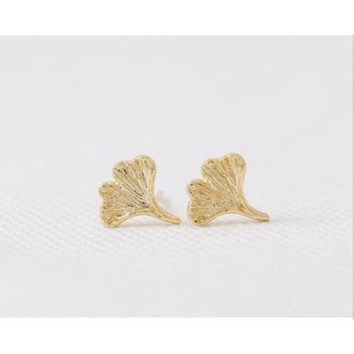 Fashion Ginkgo Leaf Stud Earrings Zinc alloy Material Plant Ear Studs
