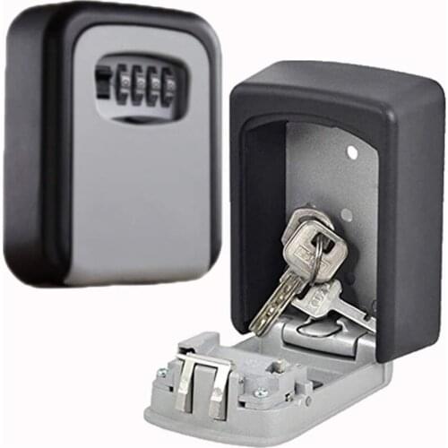 Wall Mounted Key Safe Box Mini Storage Keybox Key Storage Lock Box With 4 Digit Combination Waterproof Cover For Outdoor Use