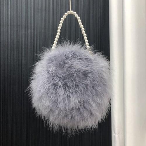 Real Ostrich feather bag with pearl