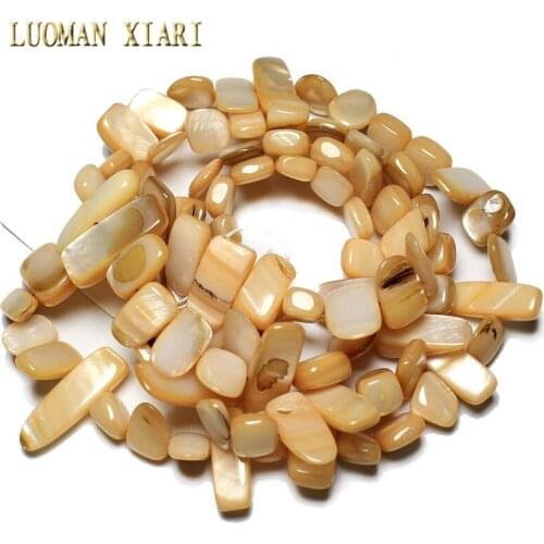Wholesale 9-16 mm Irregular Dyed khaki Natural Shell Side Hole Beads For Jewelry Making Strand 34 '' DIY Necklace Bracelet