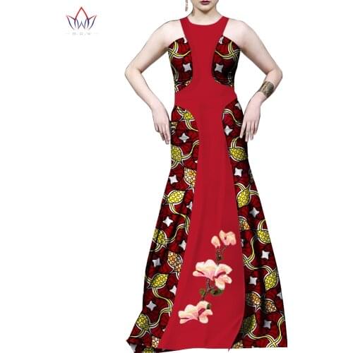 New Dashiki African Dresses for Women Colorful Daily Wedding Party African Dresses for Women Dress Sleeveless Long Dress WY5180