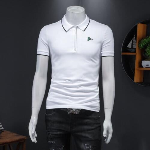 2021 Summer New Crocodile-embroidered Mercerized Beaded Cotton POLO Shirt for Men