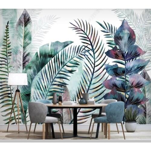 Papel de parede Watercolor tropical plant leaves modern 3d wallpaper,living room tv wall bedroom wall papers home decor