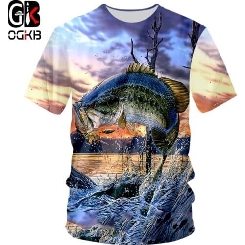 OGKB New Mens Casual 3D Printed T-shirt Fun Fishing Print Men And Women Hip Hop Harajuku Asian Size Large Size 7XL