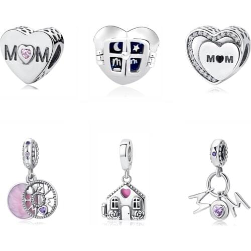 Original 100% 925 Sterling Silver Charm Bead Perfect Mom Home Heart Pendant Charms Love Fit Bracelets Women Diy Jewelry