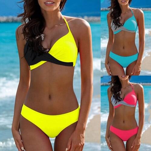 Sexy Patchwork Bikini Push Up Swimwear Women biquinis feminino 2019 Swimsuit tanga Swimming Bathing Suit Beachwear Bikinis Set
