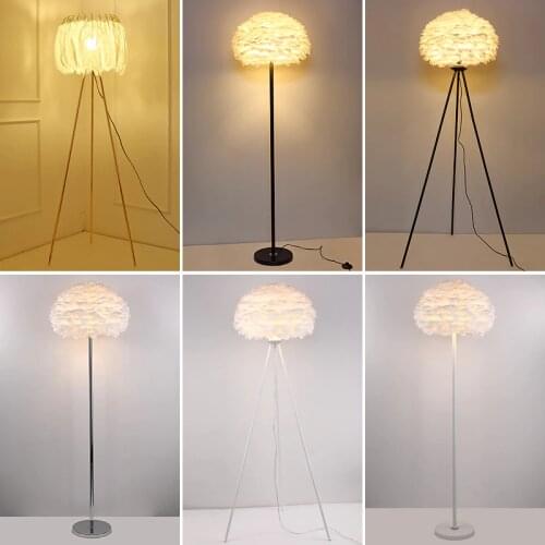 Modern Feather Gold Floor Lamp Black Nordic Luxury Standing Lamp For Living Room Bedroom Villa Hotel Deco Home Lighting Fixtures