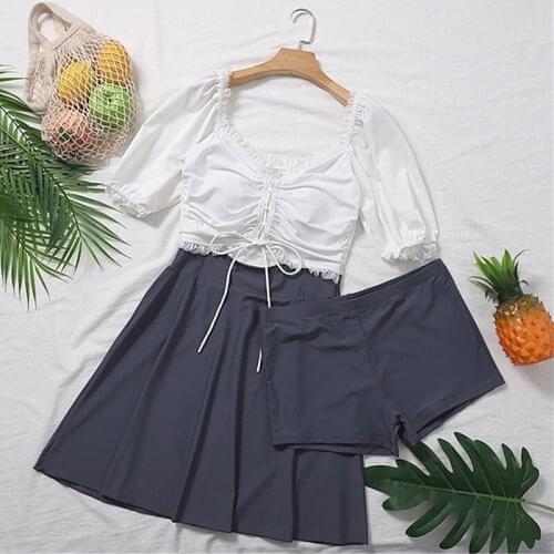 STAERK 2021 female conservative inner skirt covered belly fat loose hot spring swimsuit with short sleeves