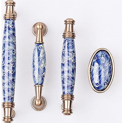Light luxury Furniture Drawer Door Cabinet handle Cupboard wardrobe handle zinc alloy + ceramic material Furniture pen handle