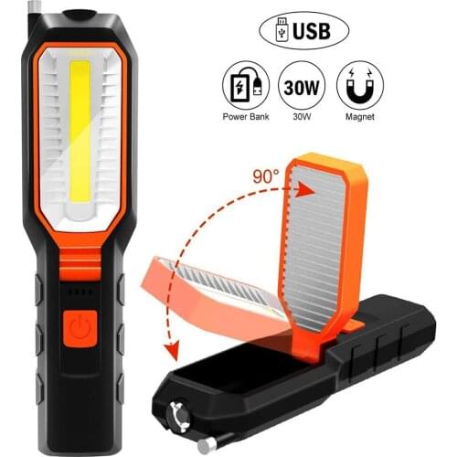 USB Rechargeable Work Light LED Flashlight With Magnet Hook Inspection Lamp For Outdoor Portable Camping Light Emergency Light