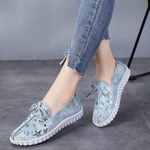 LaSiTing Spring Women Flats Loafers Shoes Genuine Leather Flats Female Shoes Lace Up Loafers Casual Slip-on Walking Shoes Woman