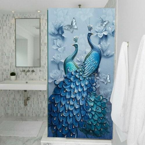 Gorgeous Peacocks Decoration Painting Diy Door Wall Sticker Art Mural Film Static Window Waterproof Pvc Glass Decals