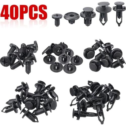 40pcs Plastic Car Push Pin Body Bumper Rivet Trim Clips Fit 7.5mm 8mm 9mm 10mm Hole Auto Retainer Fastener Kit