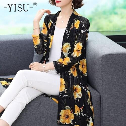 YISU Women Summer Jacket Female Long Sleeve Sun Protection Clothing Ladies Fashion Loose Printing Sunscreen Silk Casual Tops