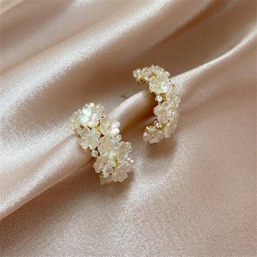 1 Pair Korean New Design Fashion Jewelry Exquisite Copper Inlay Color Zircon Flower Leaf Garland Women Earrings for Women 2021