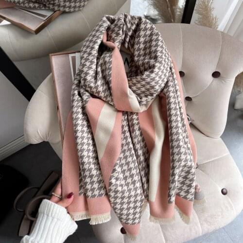 Women Cashmere Scarf Winter Fashion Shawls and Wraps 2021 New Plaid Thick Warm Blanket Female Foulard Hijab Scarves