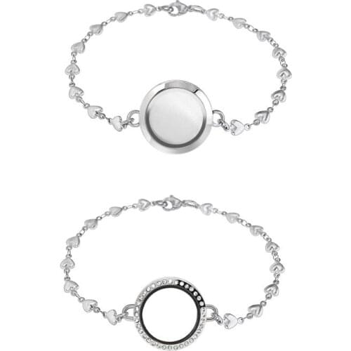 1 Pc Stainless Steel Good Quality DIY Glass Locket 25mm Magnetic /Twisted Bracelet Heart Shape Link