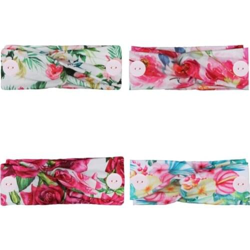 4Pcs Ladies Button Headband Sports Print Headscarf Headband Elastic Yoga Sports Headband Hair Accessories