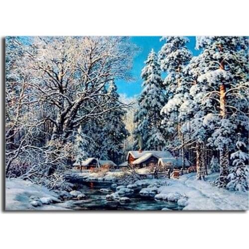 DIY 3D Diamond mosaic Winter Snow Full Round Diamond painting Forest Full Square Diamond embroidery Cross stitch landscape