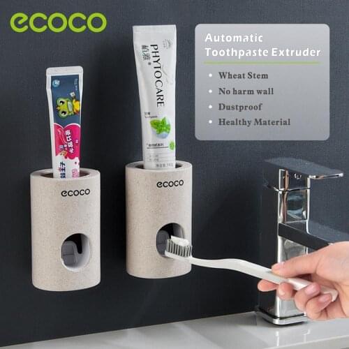 ECOCO Automatic Toothpaste Dispenser Non-toxic Wall hanger Mount Dust-Proof Toothpaste Squeezer Wall Mount Bathroom Accessories