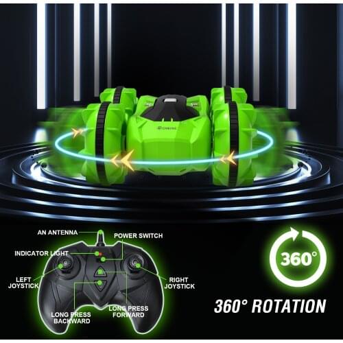 Amphibious stunt car four-wheel drive playing in water double-sided tumbling rotating remote control car childrens toy
