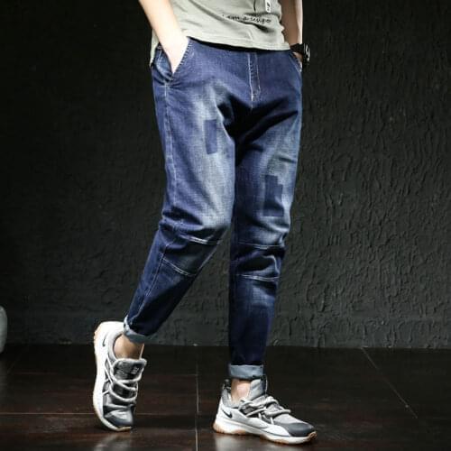 2021 New Denim Trousers Elastic Stretch Ripped Pants Streetwear Mens Waist Plus Big Size 44 46 HIp Hop Loose New Fashion Brand