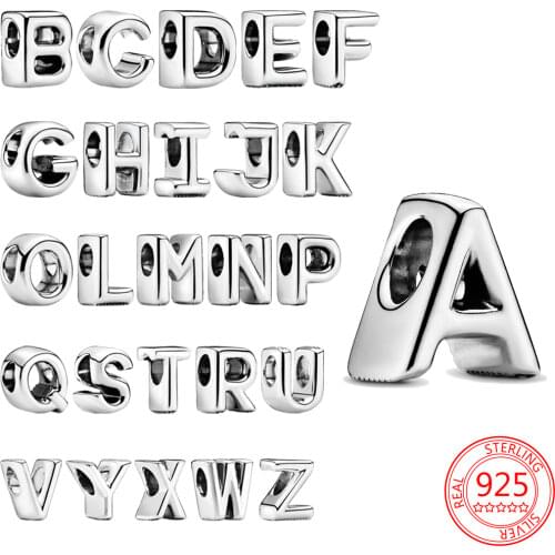 New 925 Sterling Silver Letter 26 Alphabet A-Z Beads Charms Fit Original Pandora Bracelets & Bangles Fashion Accessories Jewelry