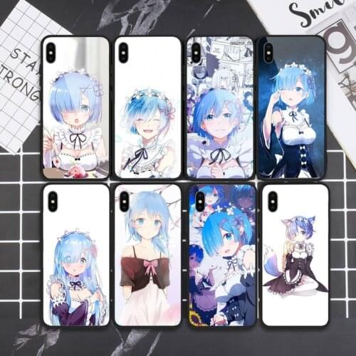 Hot Anime ReZERO Ram Rem Phone Case Tempered glass For iphone 6 6S 7 8 plus X XS XR 11 12 mini PRO MAX