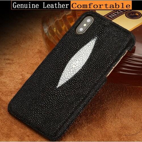 Genuine Leather Pearl fish phone case for iphone 11 11Pro 11max 8 plus High end fashion Solid color protective case for iPhone 7