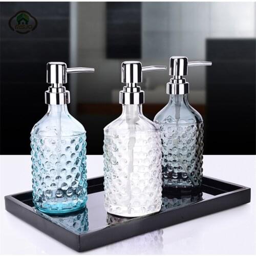 MSJO Soap Dispenser Pump Glass Waterdrop Design Liquid Lotion Shampoo Manual Press For Shower Gel Container Bathroom Accessories