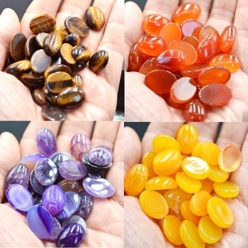 FLTMRH 10x14mm Natural Volcano Cherry Quartz Gem Stones Oval Cabochon CAB No Drill Hole Jewelry Making