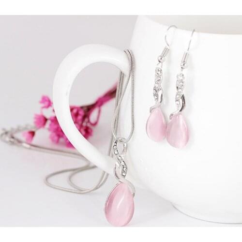 3/4pcs/set Jewelry Sets NecklaceMultiple Color Crystals Pendant Necklace Earrings Women Wedding Party Exquisite Jewelry Set