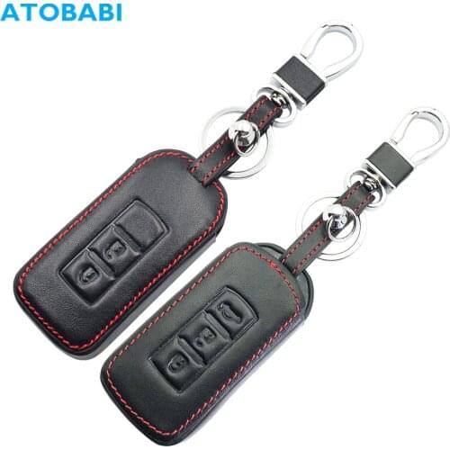 Leather Car Key Case For Mitsubishi Outlander Lancer 10 Pajero Sport L200 ASX RVR Smart Remote Fob Protector Cover Keychain Bag
