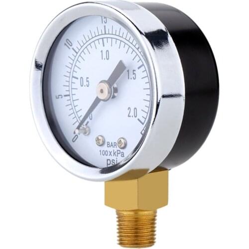 0~30PSI 0~2Bar Air Compressor Gauge 2" Face Side Mount 1/4" NPT Hydraulic Compressed Air Pressure Gauge Tester Measurer