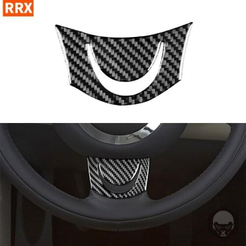 For Mini Cooper Hardtop R56 Clubman R55 Convertible R57 Carbon Fiber Stickers Steering Wheel Chin Cover Trim Car Accessories