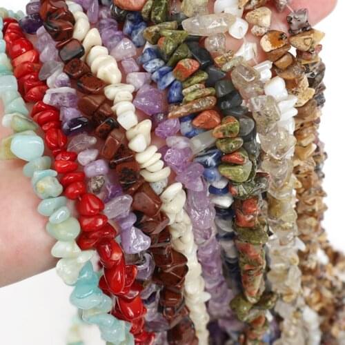 Natural Stone Irregular Freeform Chip Gravel Beads 5-8mm Agates Amethysts Tiger Eye Stone Beads For Jewelry Making Accessories